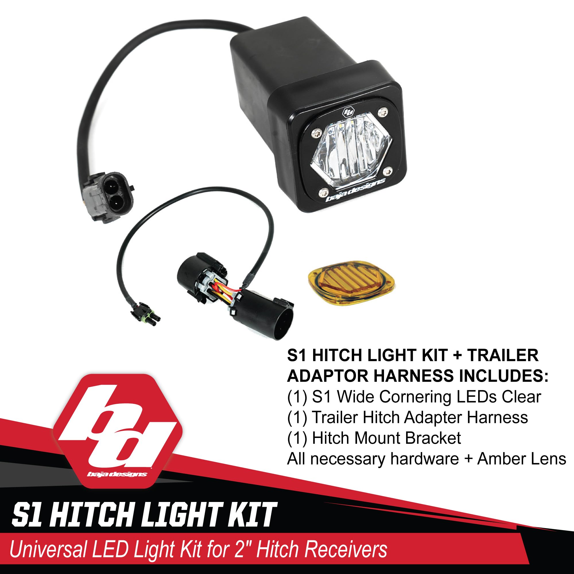 Baja Designs S1 LED Universal Hitch Light Kit - Universal Fit, Includes Trailer Hitch Harness (Trailer Hitch Harness)