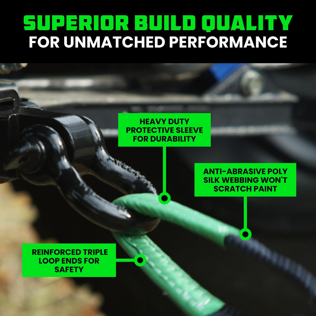 Rhino USA Heavy-Duty Recovery Gear Combos Off-Road Truck Vehicle Recovery, Best Offroad Towing Accessories - Backed for Life (20' Strap + Shackles)